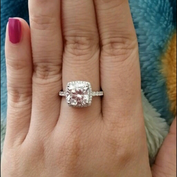 3ct vvs1 certified diamond ring cushion pave bride - Picture 4 of 4